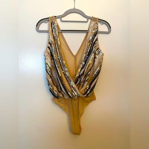 NEW LOOK sequin bodysuit with snap closure cross front